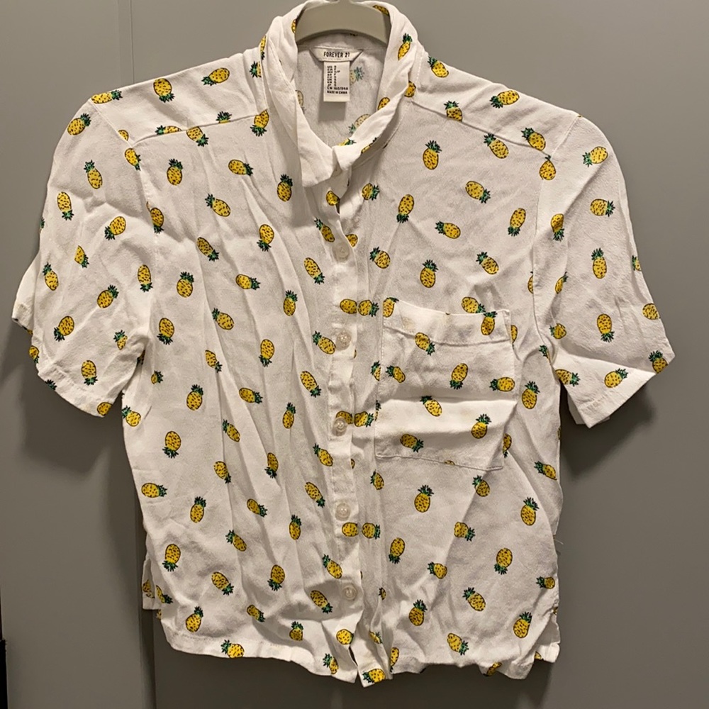 FOREVER 21 pineapple button down shirt